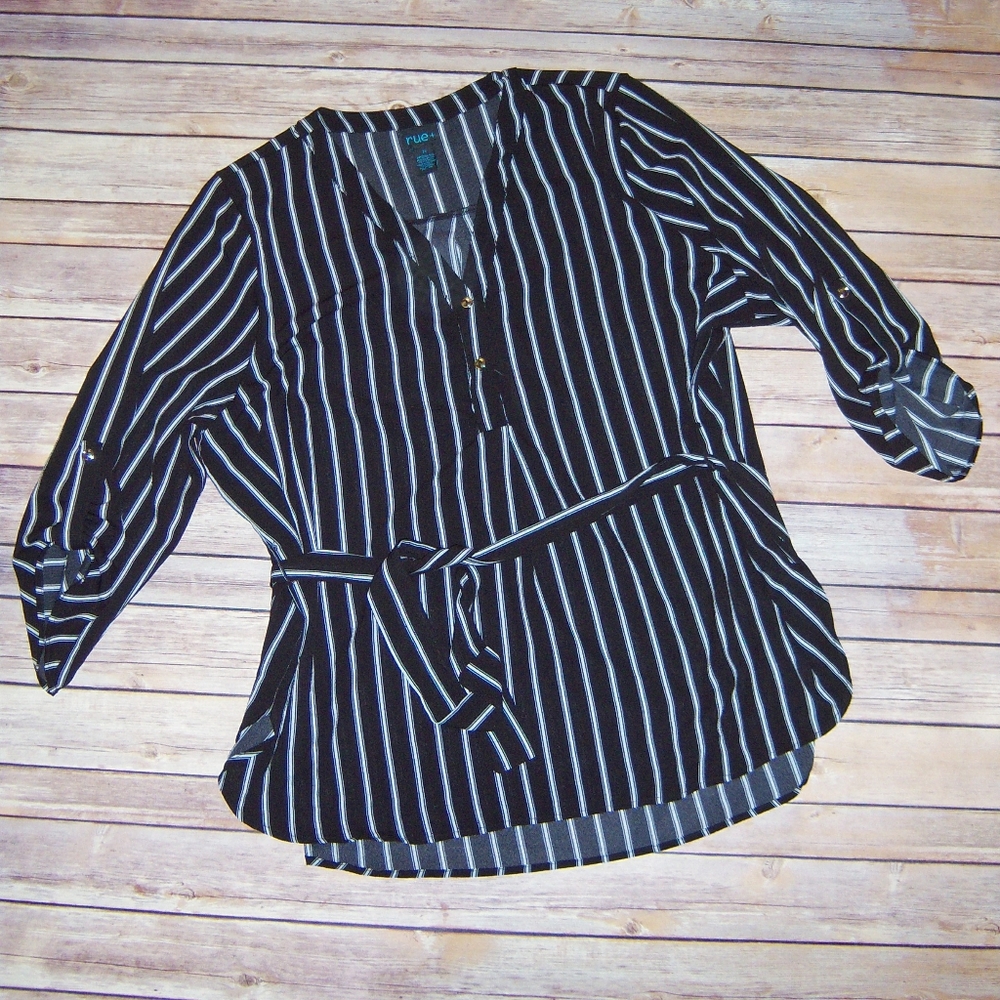 Belted striped top
